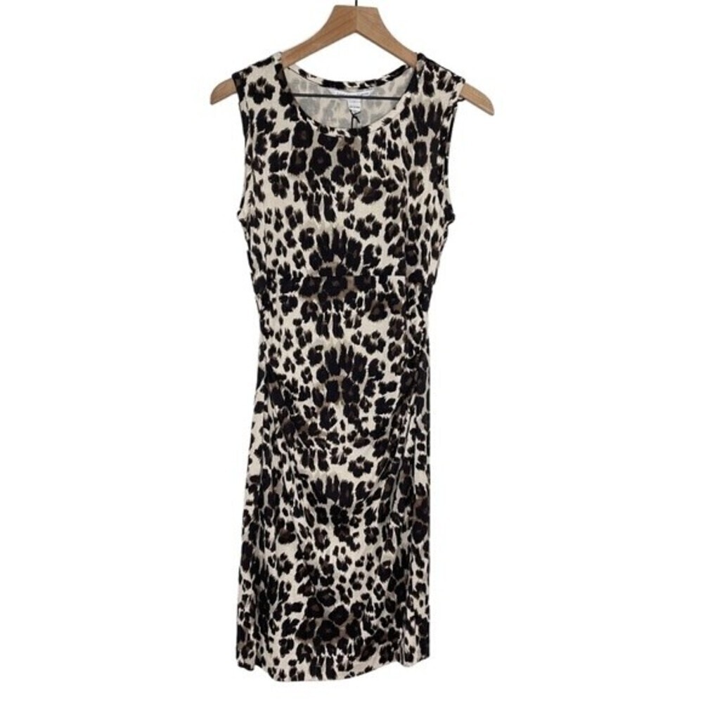 Diane von Furstenberg Dress 6 NWT Leopard Print Sheath Business Casual DVF Silk